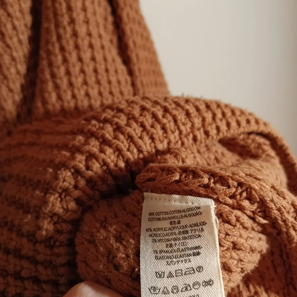 Free People Park City Waffle Knit Pullover Brown Size M